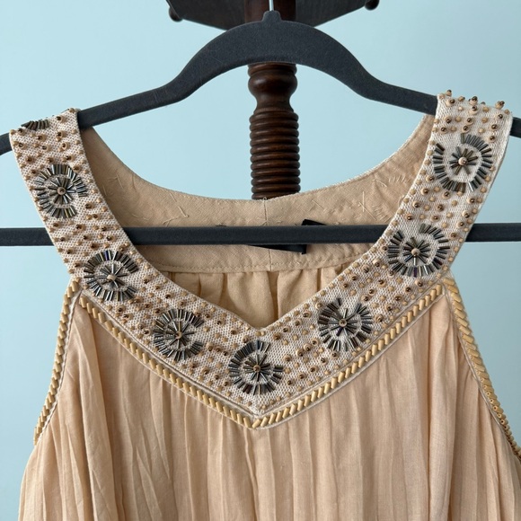 Vintage Signé Danish Boho Dress Tiered Beaded Sz L - Picture 4 of 15